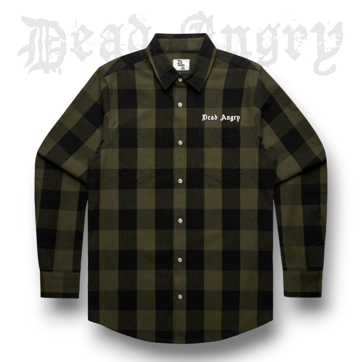 GREEN AND BLACK EMBROIDERED CHECK SHIRT