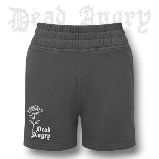 CHARCOAL HIGH-WAIST ROSE SHORTS