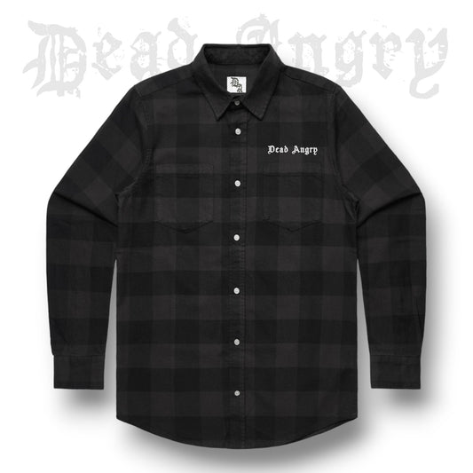 GREY AND BLACK EMBROIDERED CHECK SHIRT