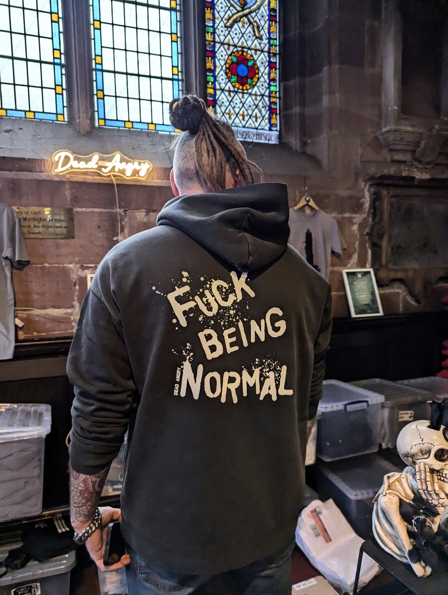 FUCK BEING NORMAL HEAVY ZIP FADED HOODY